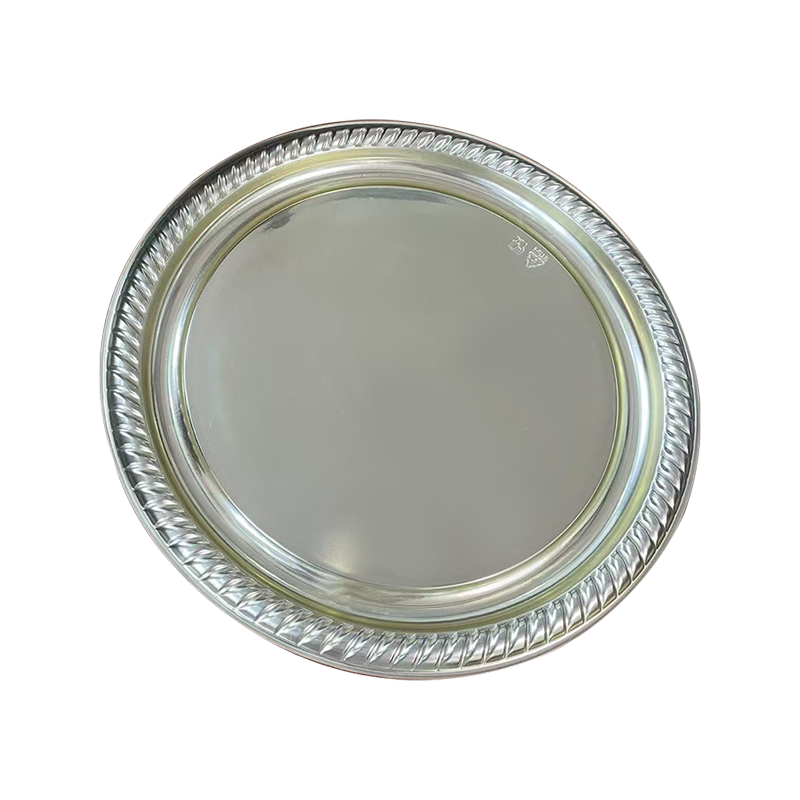Sølv vifteformet kant sirkulært brett